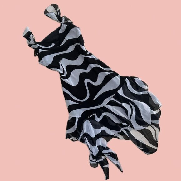 Vintage NWT deadstock Miss B dress with a bold black and white print - Picture 1 of 8